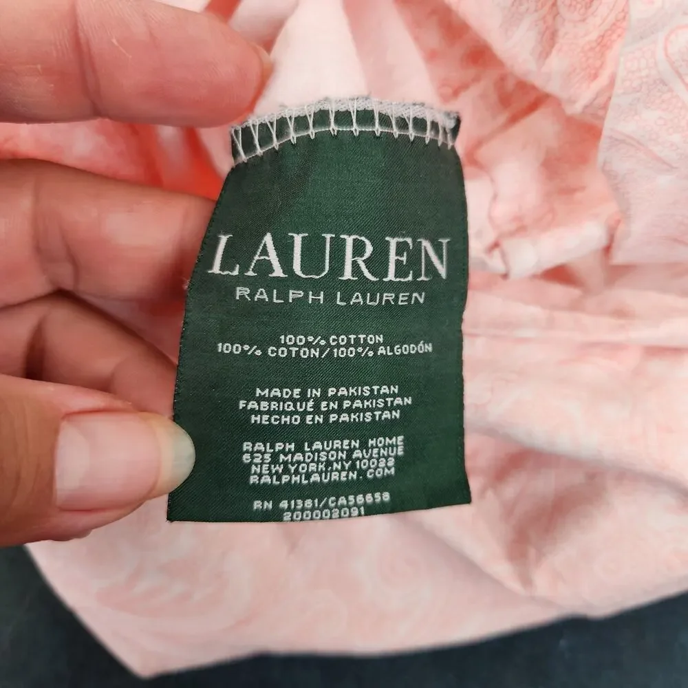 Lauren Ralph Lauren Pink Paisley Pillowcases (2) 18X30 100% Cotton Preppy